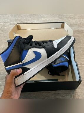 Jordan High-Top Sneakers in Black, White & Blue